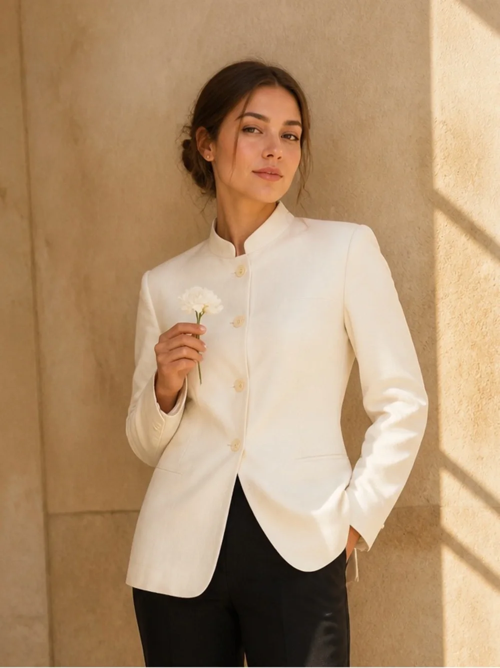 Harvé Benard By Benard Holtzman Vintage Womens Linen Kimono Jacket Ivory Size 10